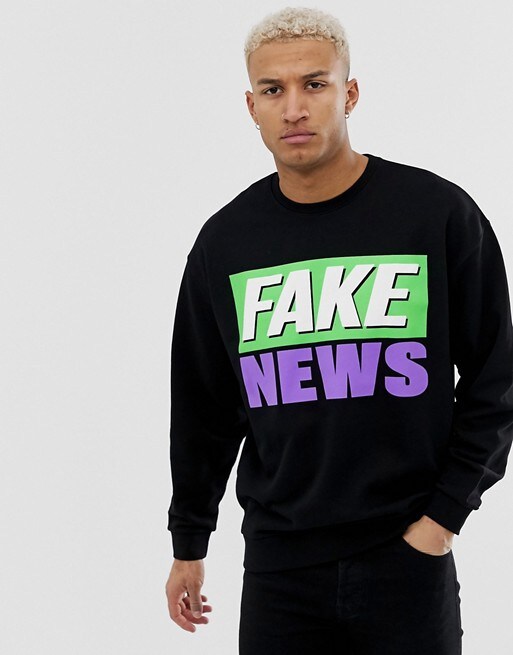 schwarzes Sweatshirt mit Fake News Print von ASOS