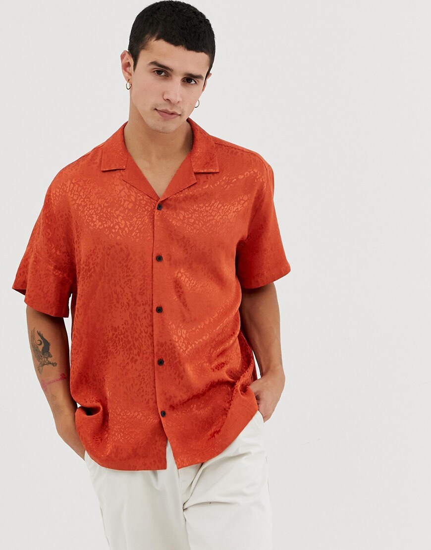 ASOS DESIGN revere shirt in leopard jacquard | ASOS Style Feed