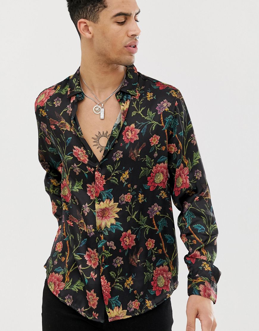ASOS DESIGN satin shirt in floral print | ASOS Style Feed