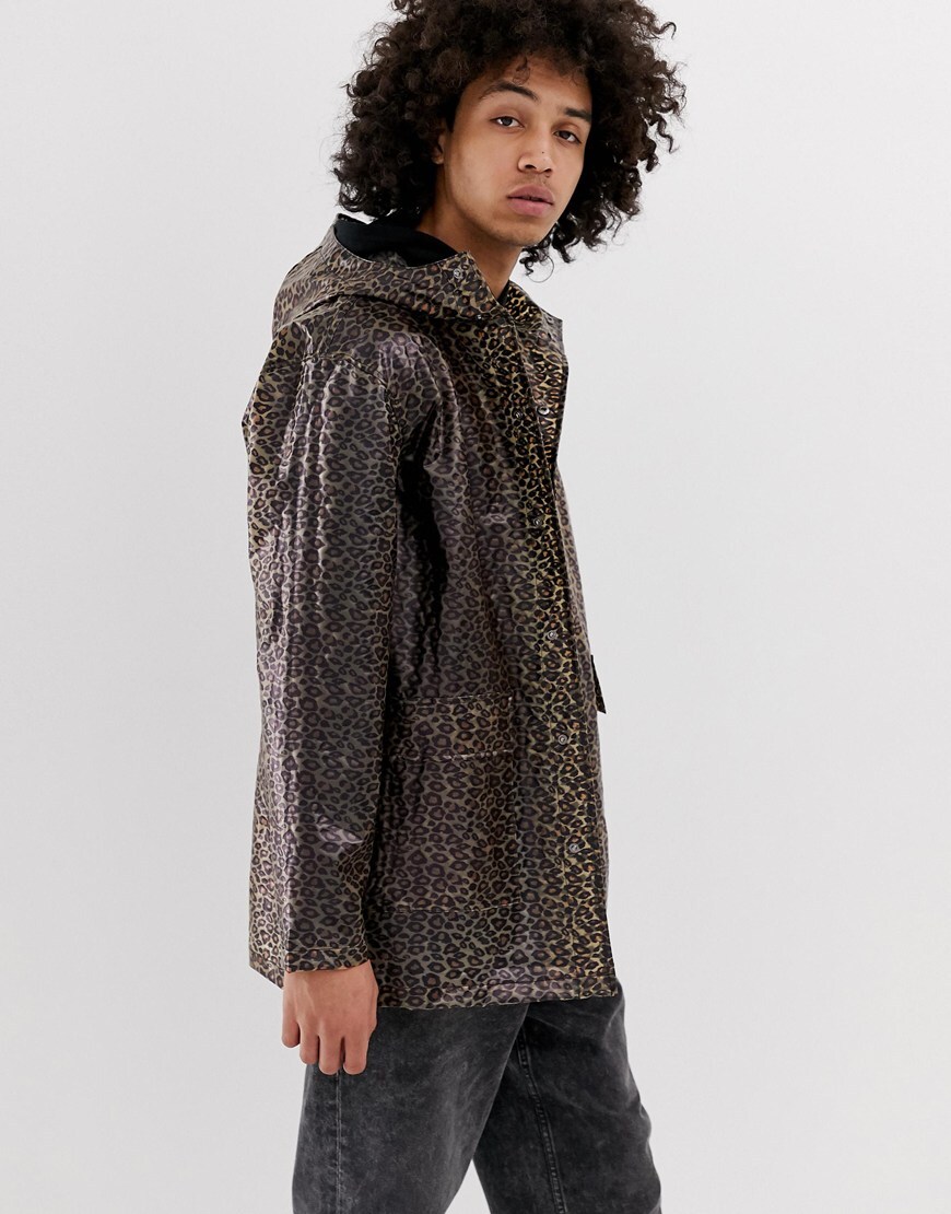 A picture of a model wearing a leopard print jacket. Available at ASOS.
