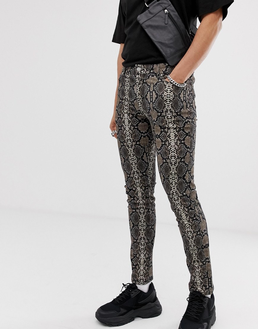 mens animal print skinny jeans