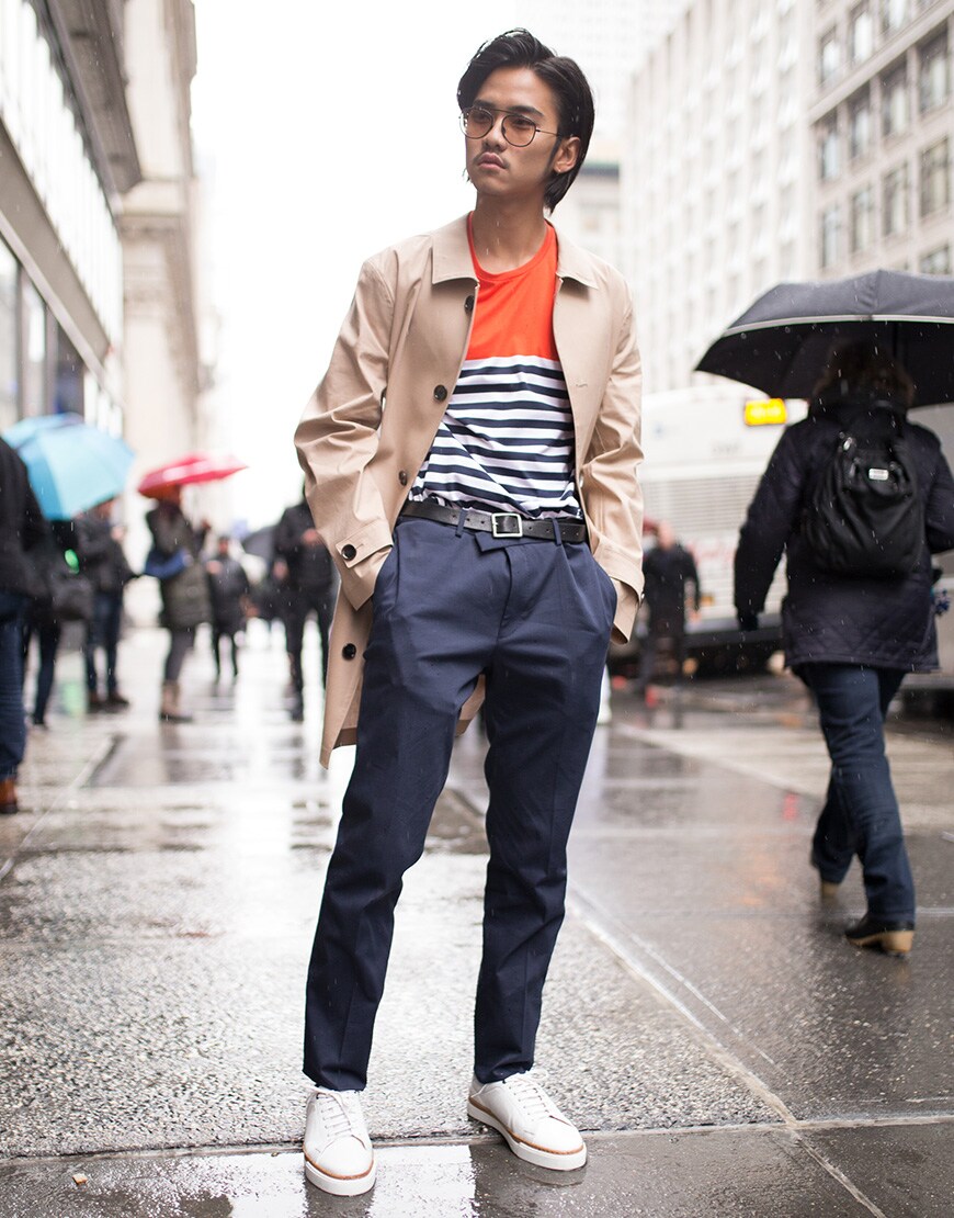 street style trench printemps homme