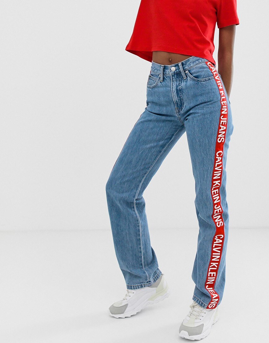 Calvin Klein Jeans straight-leg jeans with taping | ASOS Style Feed