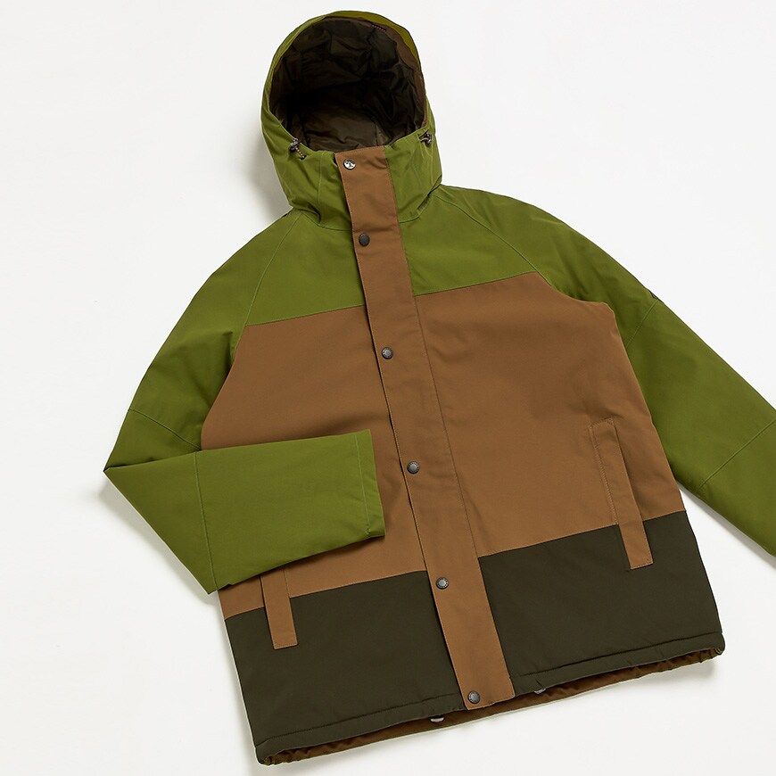 A picture of a colour-blocked rain jacket by Barbour. Available at ASOS.