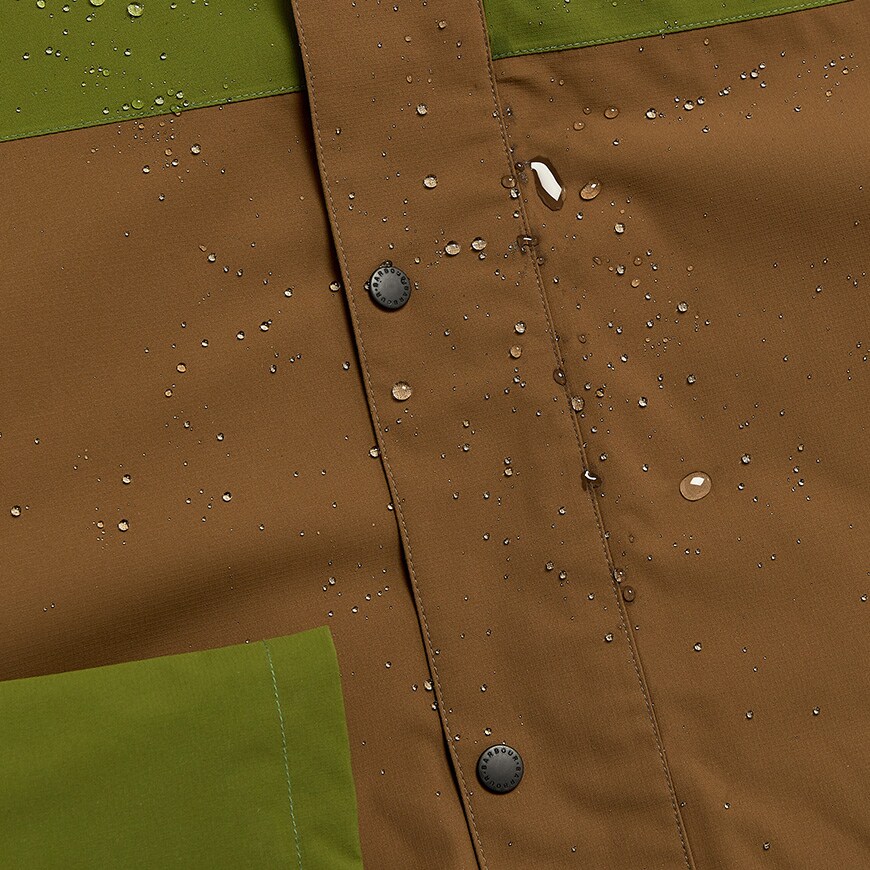 A close-up of a rain jacket by Barbour. Available at ASOS.