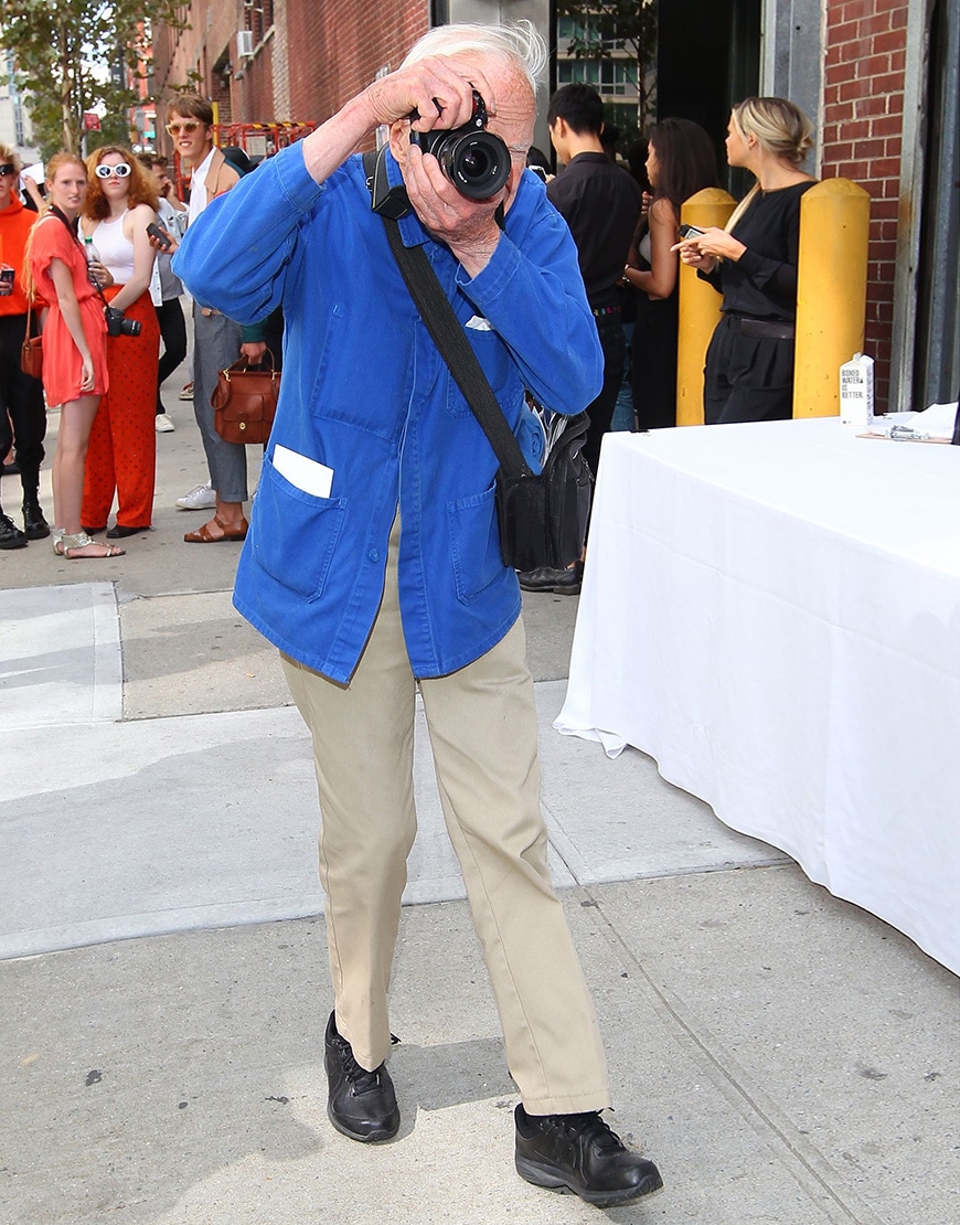 Iconic photographer Bill Cunningham in french worker jacket