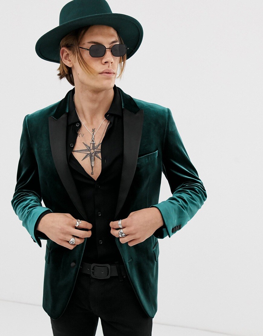 green velvet suit jacket