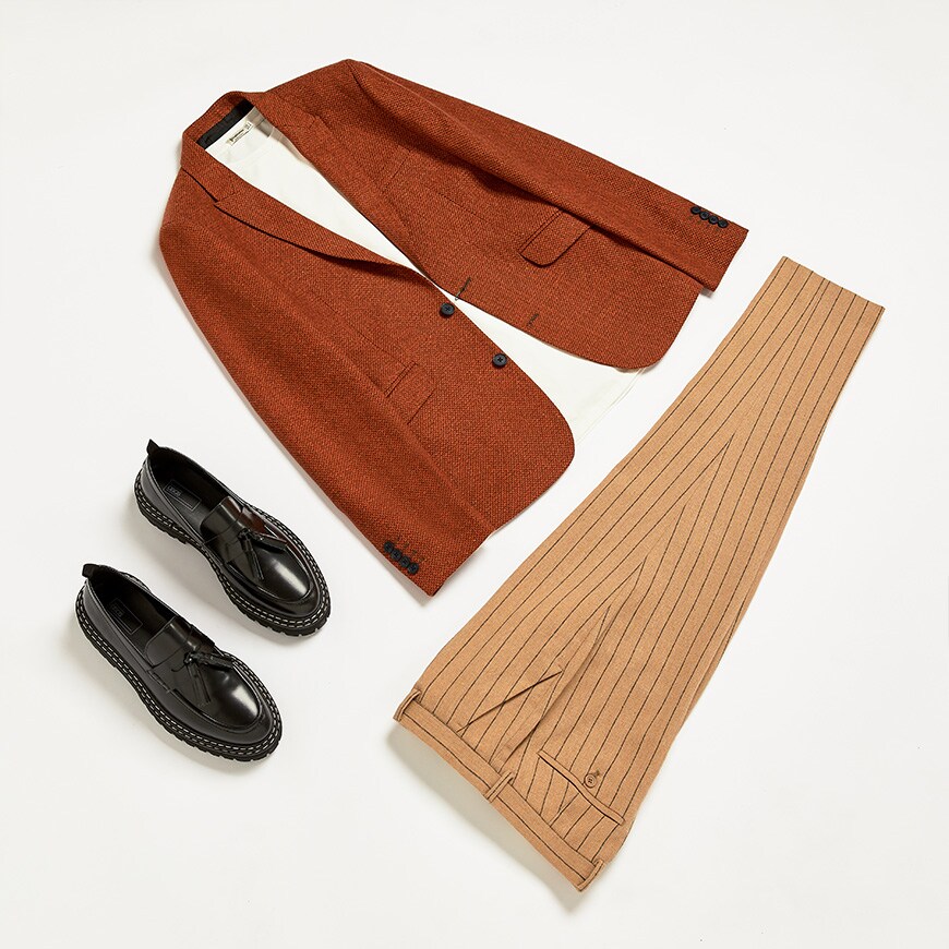 A picture of a flat lay wedding outfit. Available at ASOS.