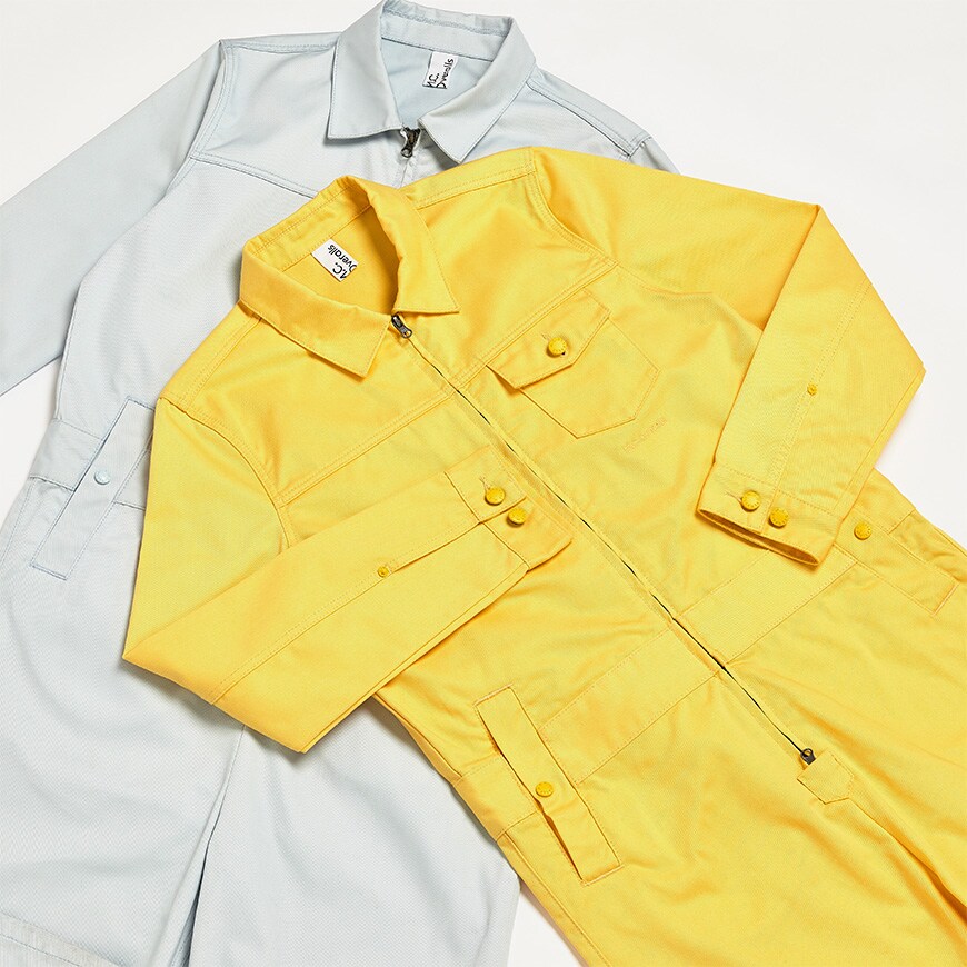 A picture of two boilersuits from M.C. Overalls. Available at ASOS.
