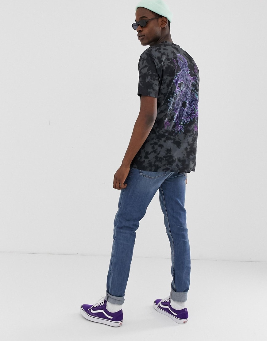ASOS DESIGN Tall relaxed t-shirt with tie dye effect and back dragon print | ASOS Style Feed