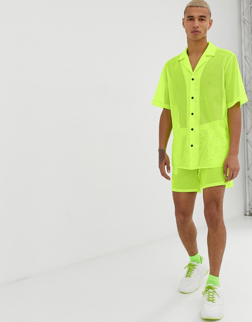 Reclaimed Vintage fluorescent mesh shirt | ASOS Style Feed