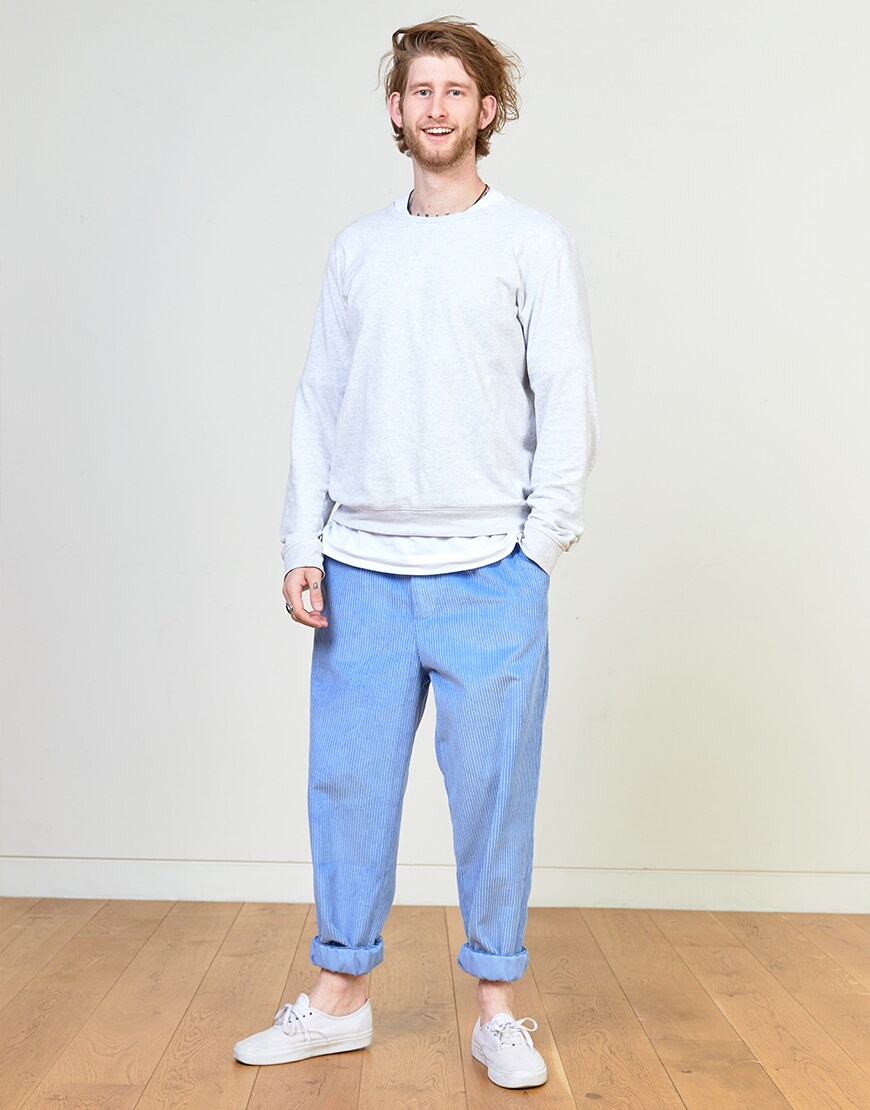Tom wearing Pale Blue Trousers on ASOS | ASOS Style Feed