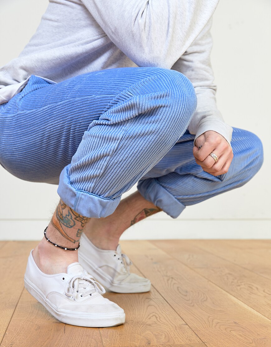 Tom wearing Pale Blue Trousers on ASOS | ASOS Style Feed