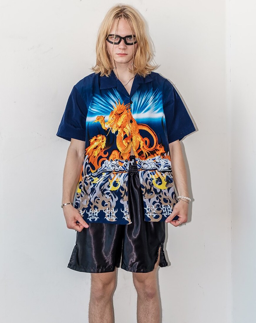 Vintage Y2K dragon tattoo rave shirt in multicolor | ASOS Style Feed