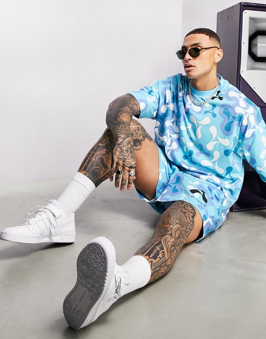 ASOS Dark Future x Cream co-ord in all over logo print in blue | ASOS Style Feed