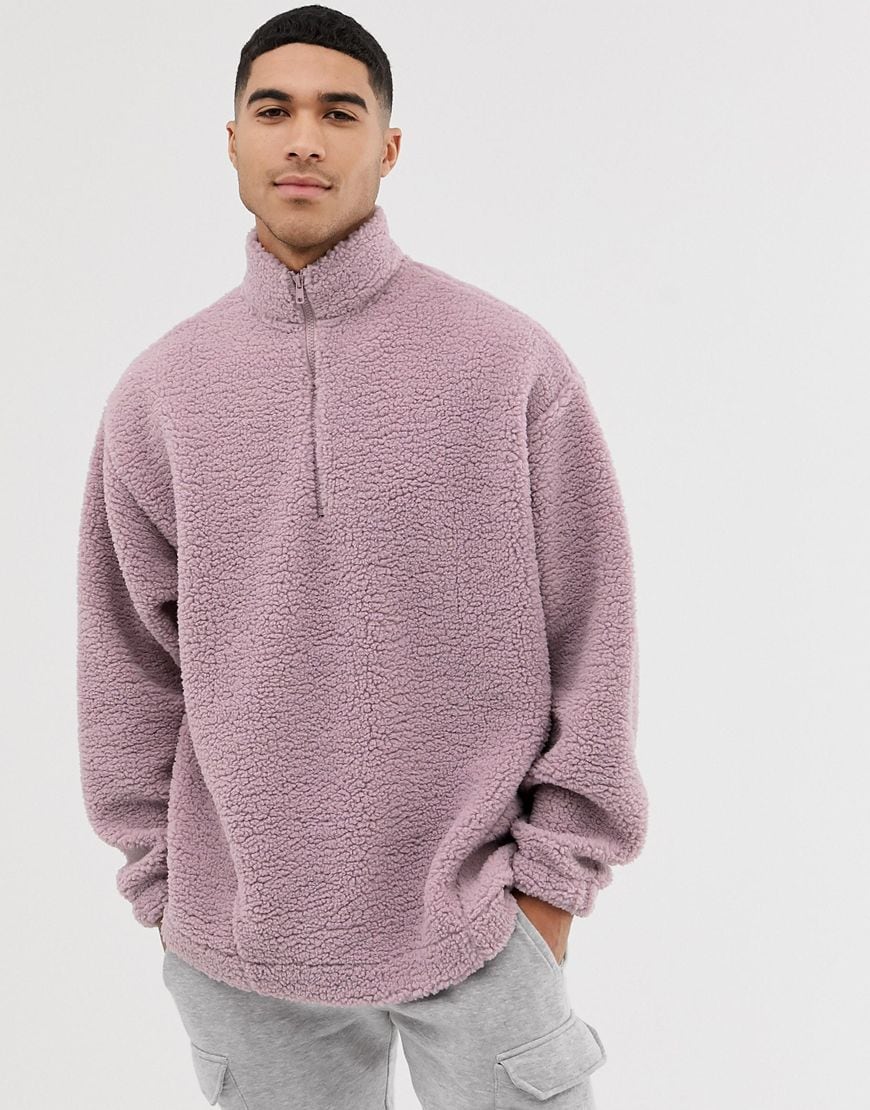 ASOS DESIGN borg half-zip sweatshirt | ASOS Style Feed