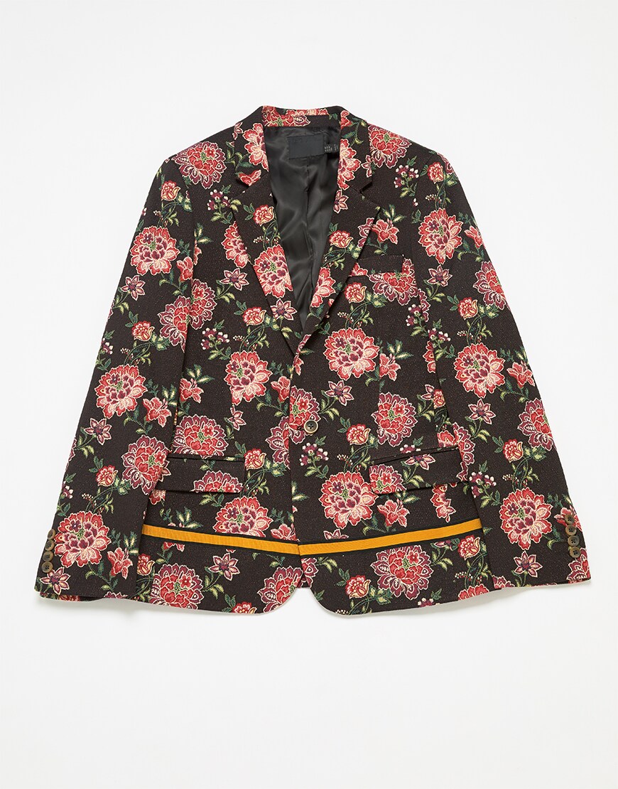 A picture of a floral print blazer. Available at ASOS.