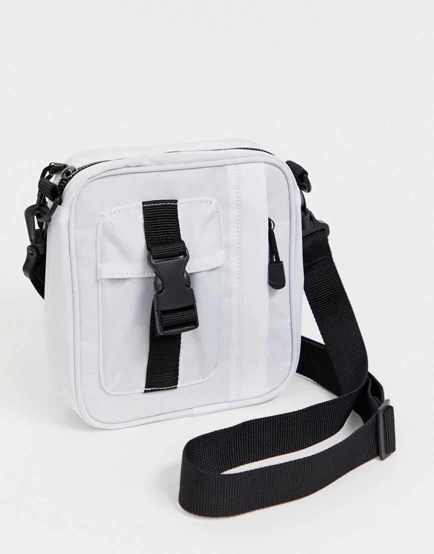 ASOS DESIGN white buckled flight bag | ASOS Style Feed