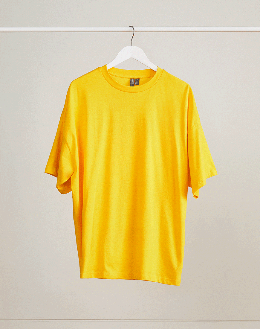 A picture of a yellow T-shirt by ASOS Design. Available at ASOS.