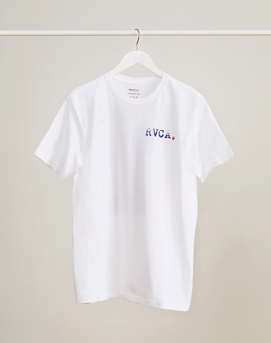 A moving gif of a T-shirt by RVCA. Available at ASOS.