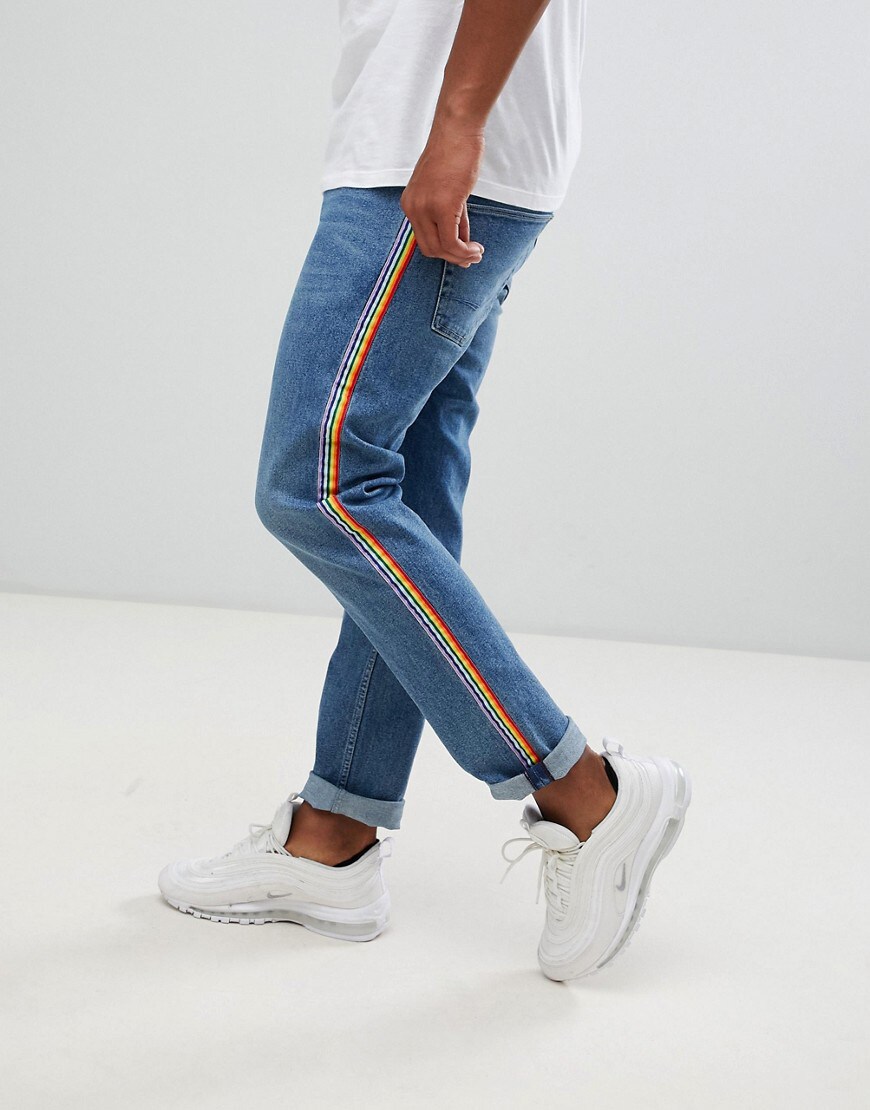 ASOS DESIGN rainbow stripe denim shorts | ASOS Style Feed