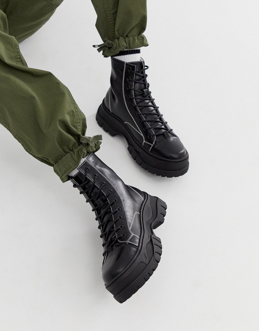 ASOS DESIGN lace-up contrast stitch boots | ASOS Style Feed