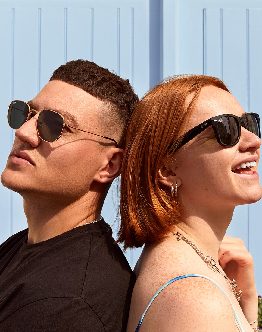 A picture of two ASOS Insiders wearing Ray-Ban sunglasses. Available at ASOS.