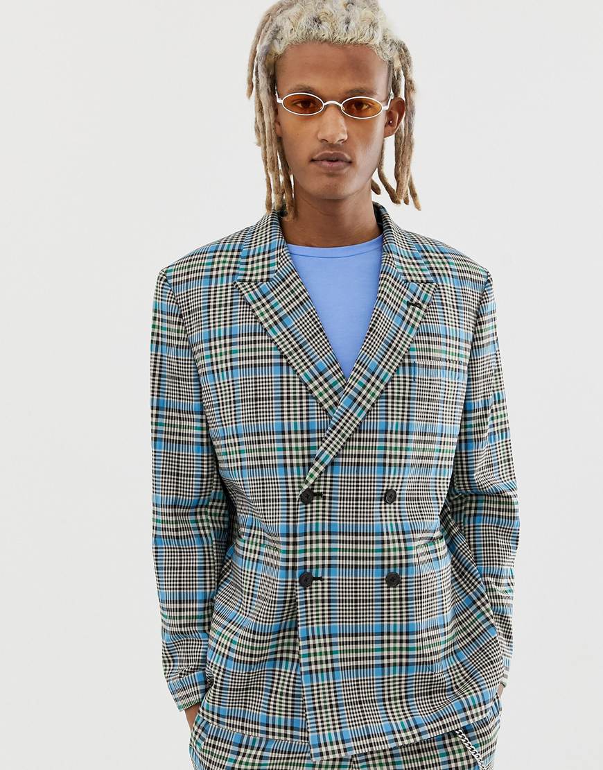 ASOS DESIGN - Veste de costume coupe carrée à carreaux colorés