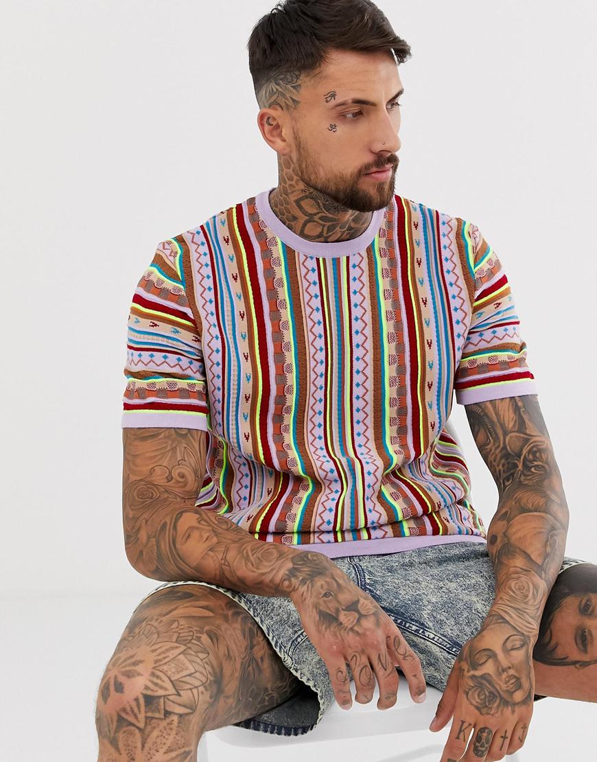 ASOS DESIGN knitted neon-stripe T-shirt | ASOS Style Feed
