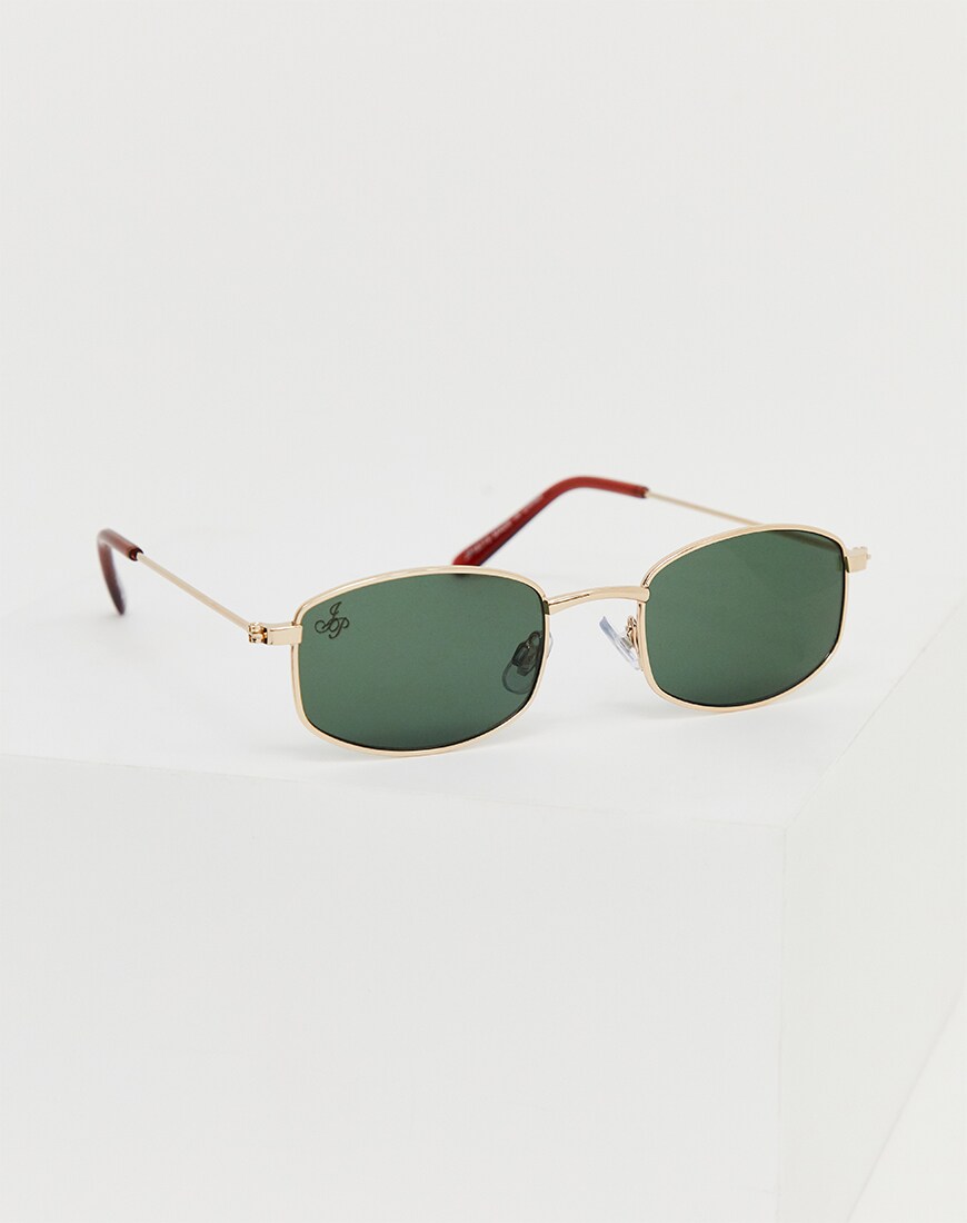 A picture of a pair of small, square sunglasses by Jeepers Peepers. Available at ASOS.
