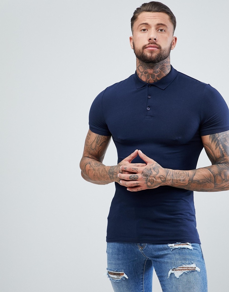 ASOS DESIGN muscle-fit jersey polo shirt | ASOS Style Feed