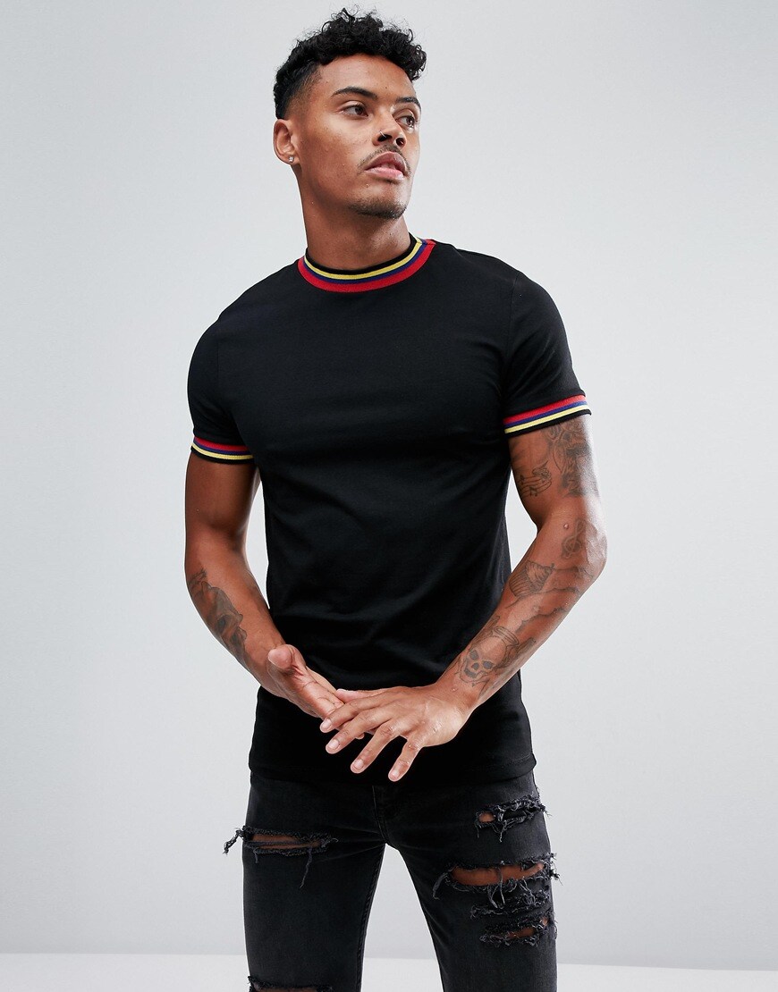 ASOS DESIGN tipped muscle-fit T-shirt | ASOS Style Feed