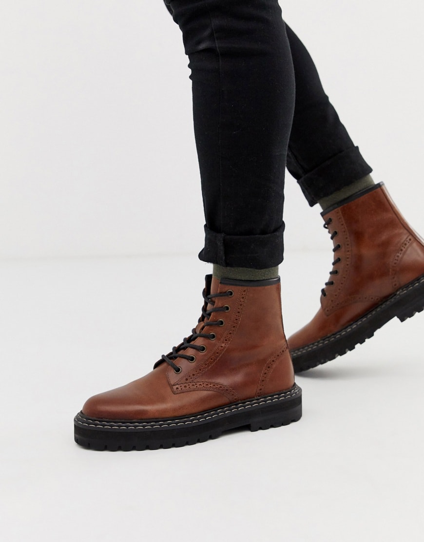 ASOS DESIGN leather brogue boots | ASOS Style Feed