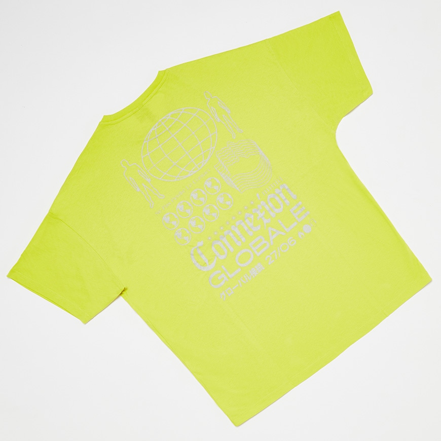 A picture of a neon T-shirt with a reflective front and back print. Available at ASOS.