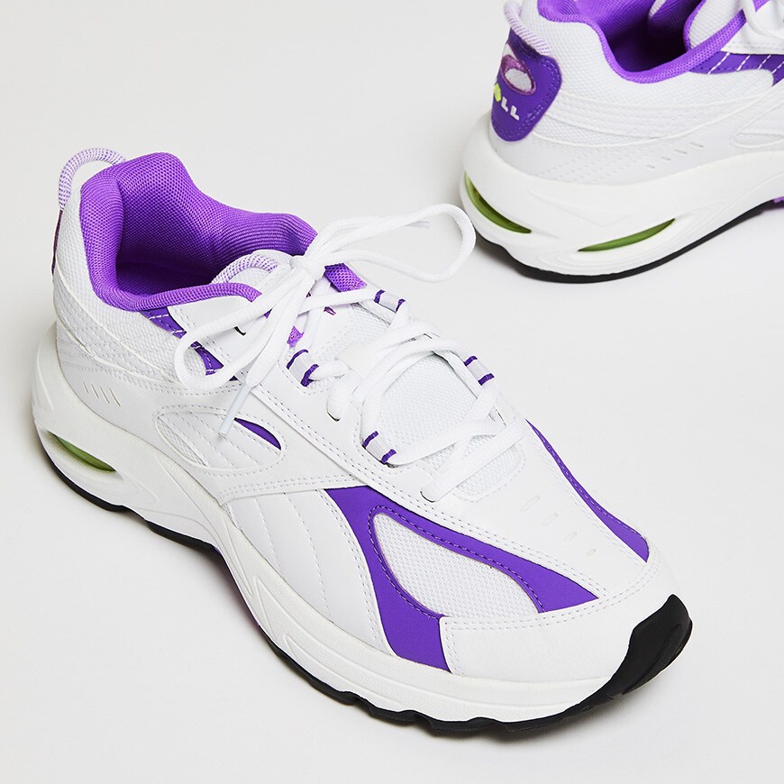 A picture of a pair of PUMA Cell Speed trainers in a purple and white colourway. Available at ASOS.
