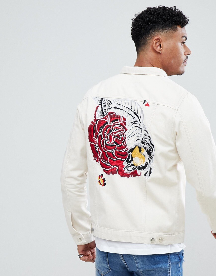 Just Junkies embroidered denim jacket | ASOS Style Feed
