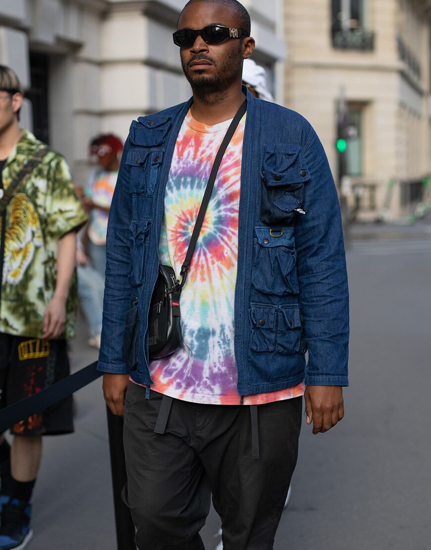 Stylish guys in transitional outfits.