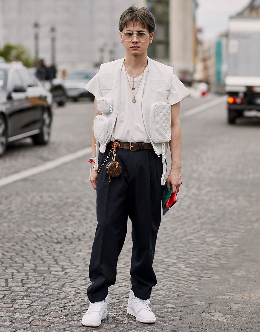 Stylish guys in transitional outfits.