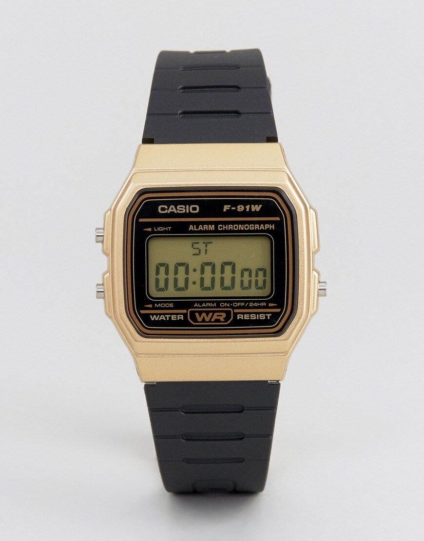 black and gold wristwatch