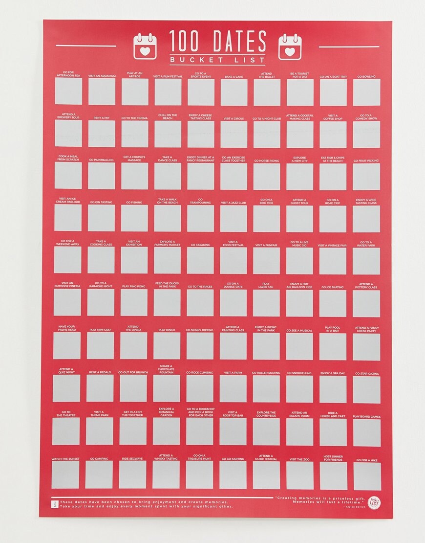 calendar with 100 dates to scratch off
