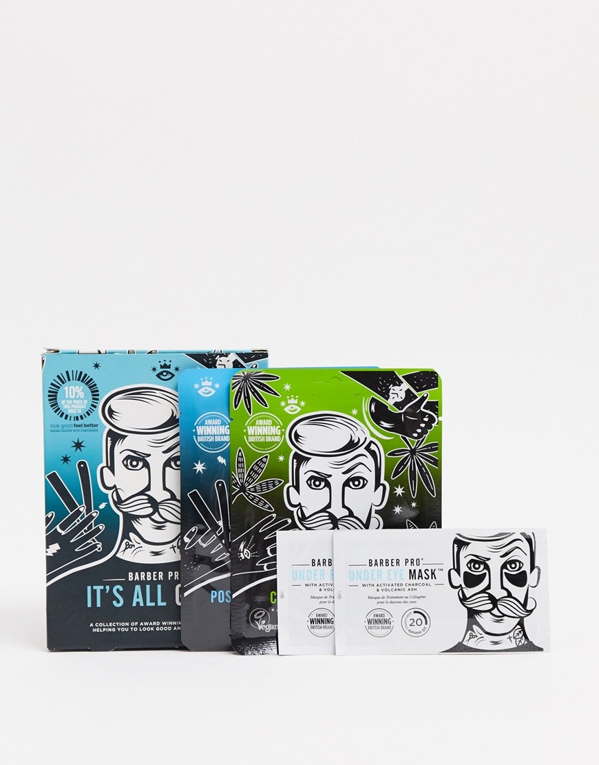 A picture of a sheet mask set by Barber Pro. Available at ASOS.