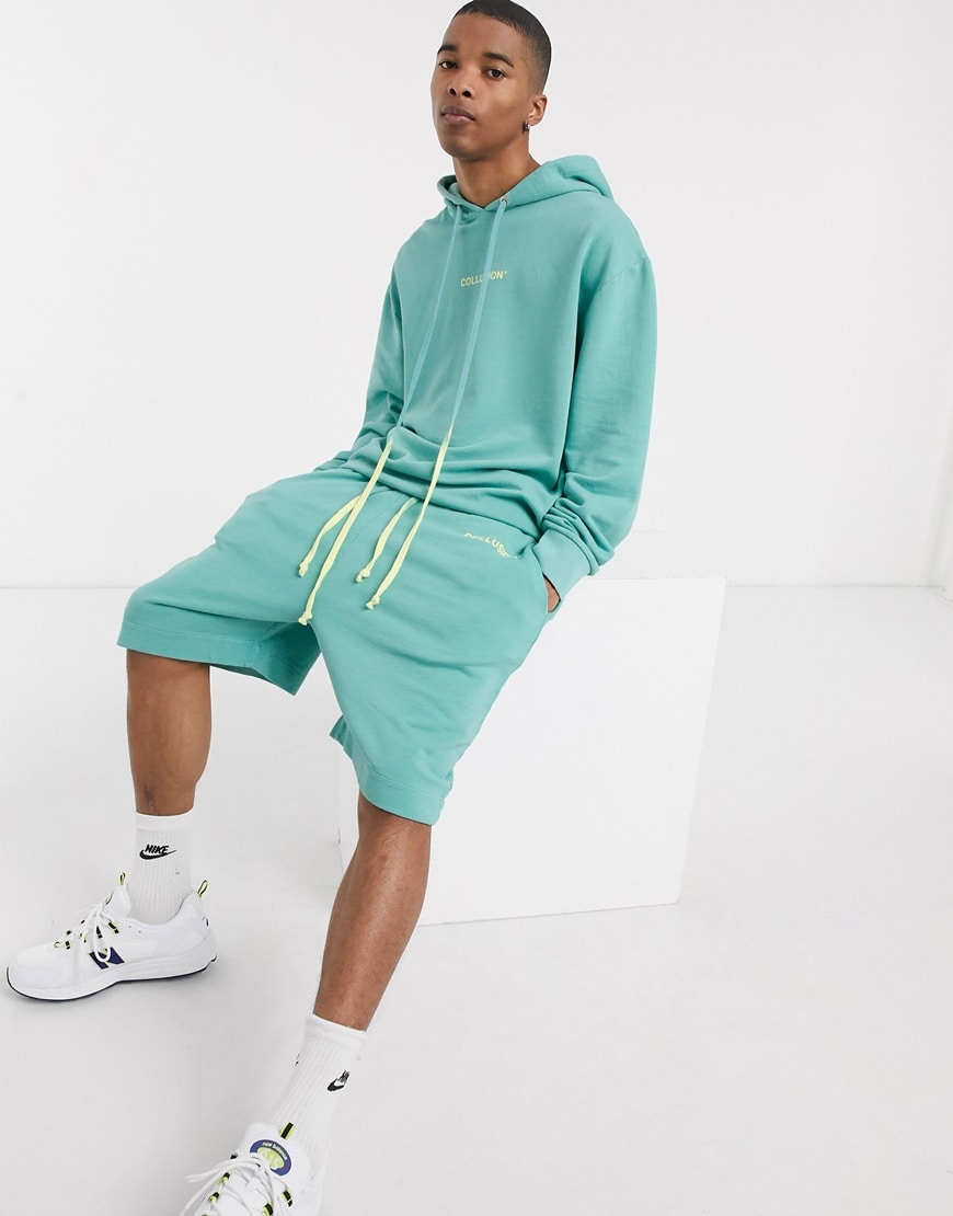 COLLUSION washed teal hoodie and shorts | ASOS