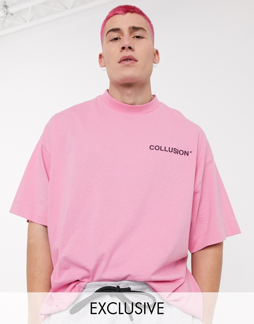 COLLUSION oversized logo tee in pink | ASOS Style Feed