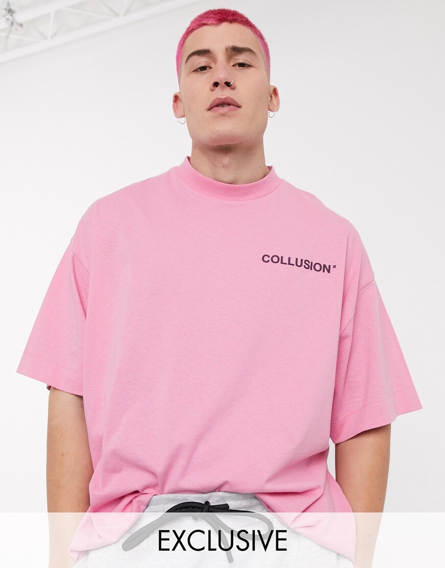 COLLUSION oversized logo tee in pink | ASOS