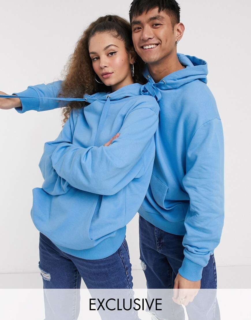 COLLUSION Unisex hoodie in sky blue | ASOS Style Feed