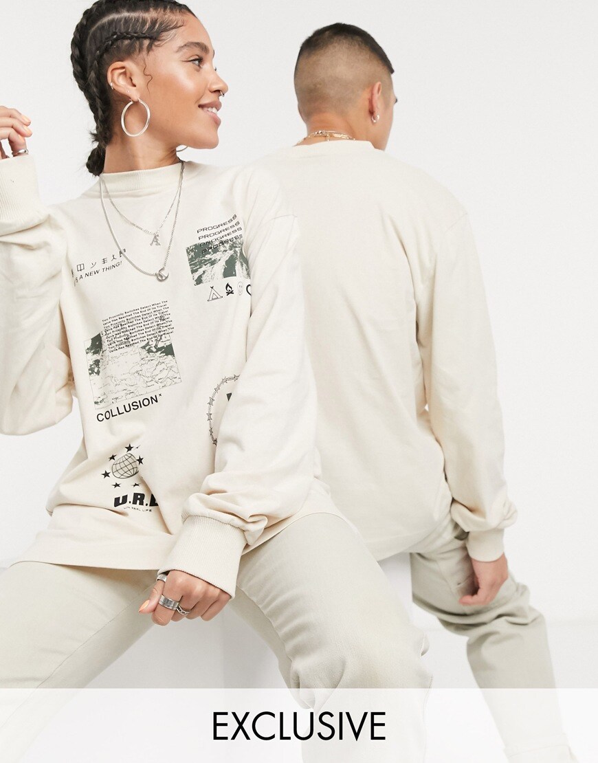 COLLUSION unisex stone long sleeve | ASOS Style Feed