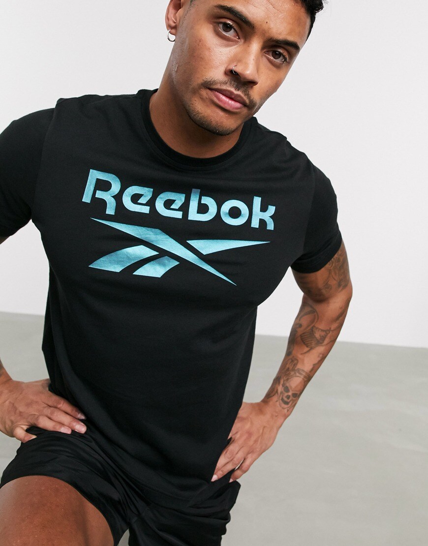 Reebok Training t-shirt with reflective logo in black | ASOS