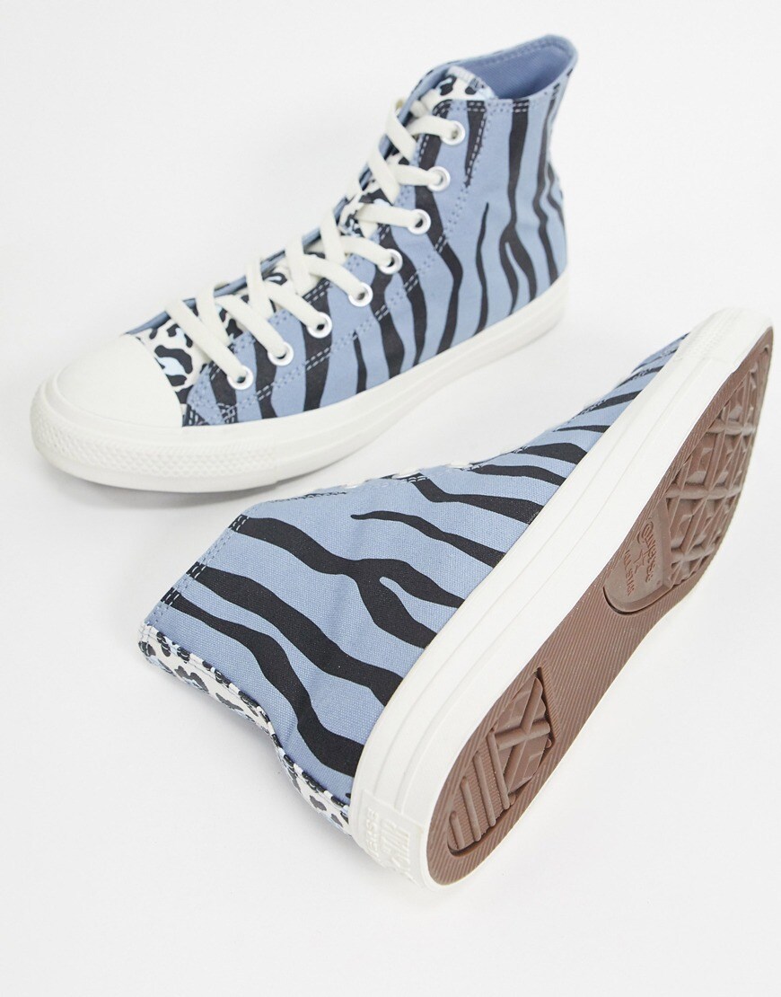 Converse All Star Hi Archival print trainers in leopard and zebra print. Available at ASOS.