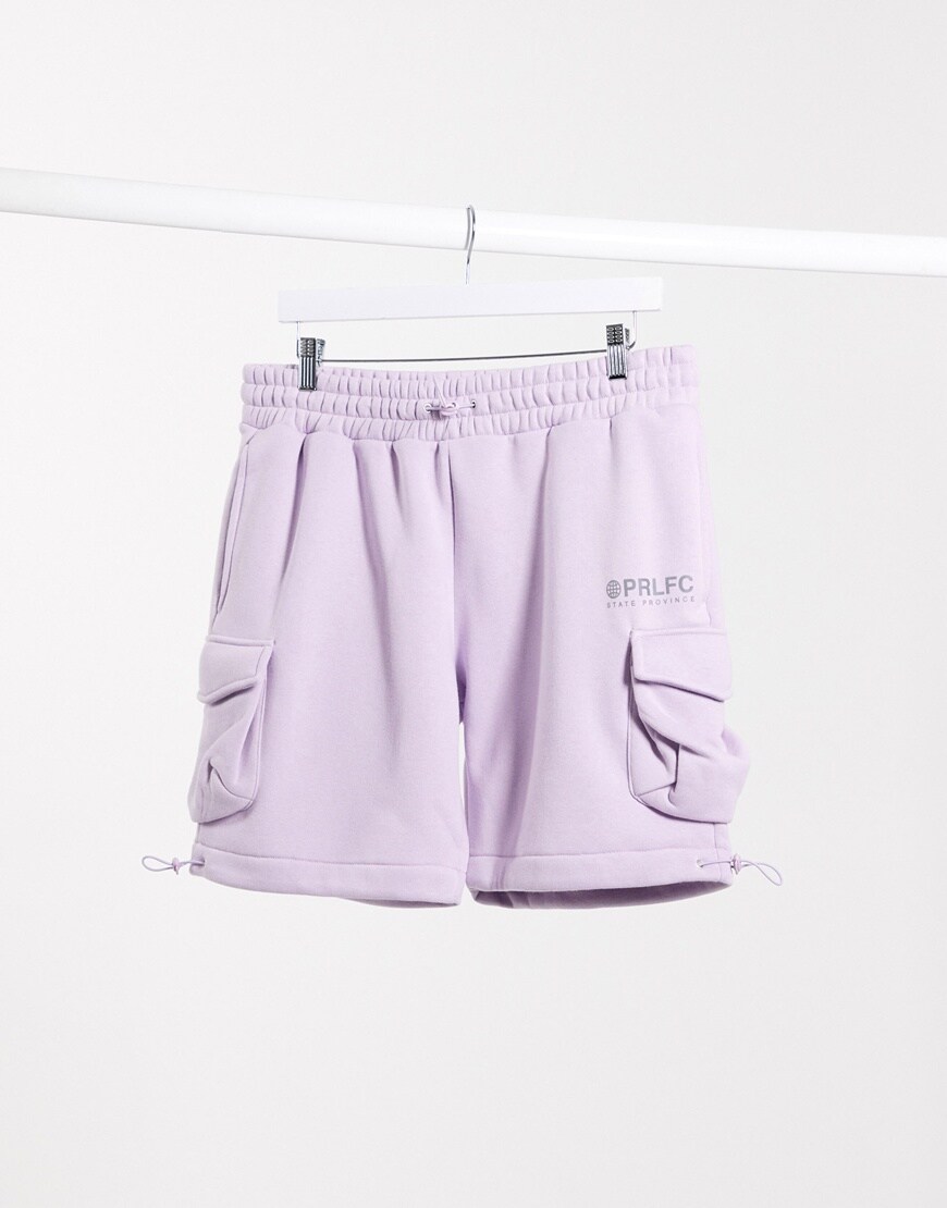 A picture of lilac jersey shorts with utility pockets by River Island | ASOS STYLE FEED 
