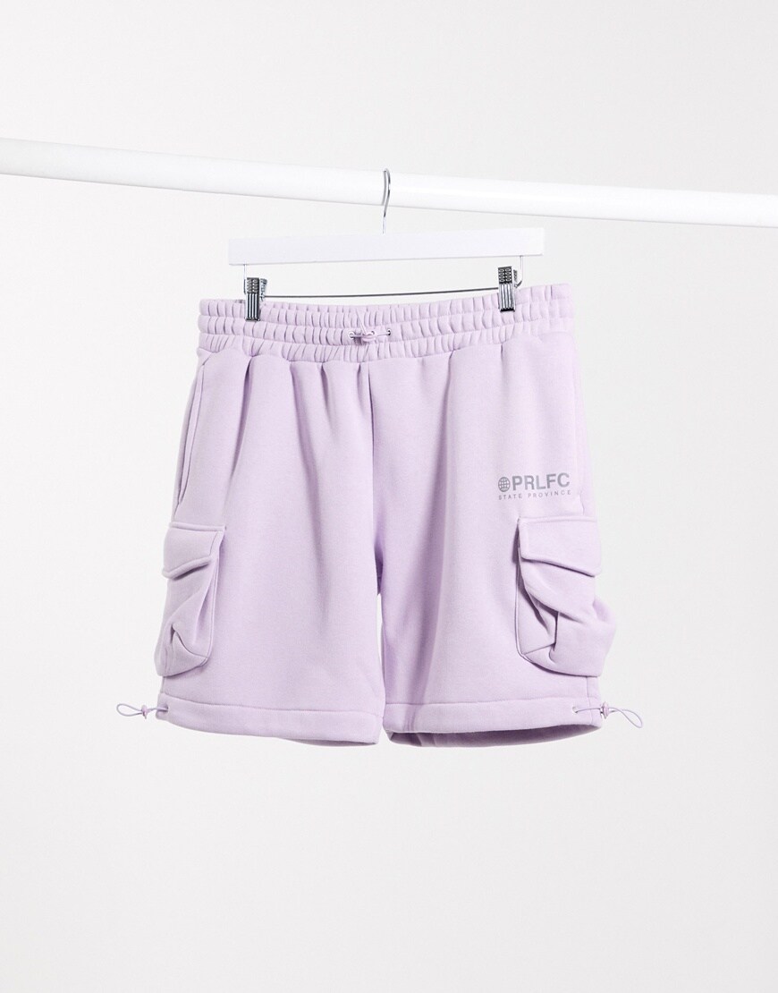 A picture of lilac jersey shorts with utility pockets by River Island | ASOS STYLE FEED